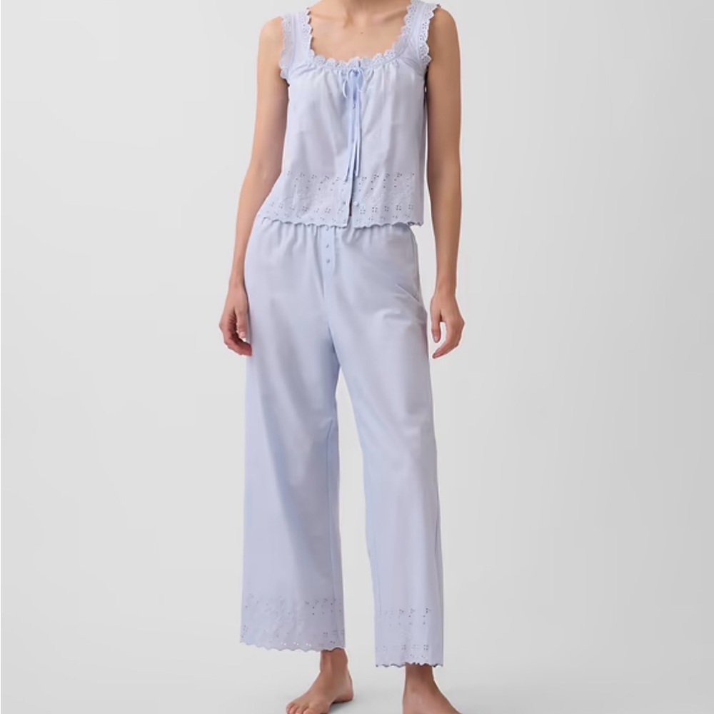 ISO Gap Embroidered PJ Pants & Tank in Serene Blue